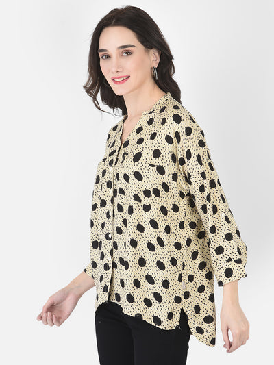 Beige Polka Dotted Shirt - Women Shirts