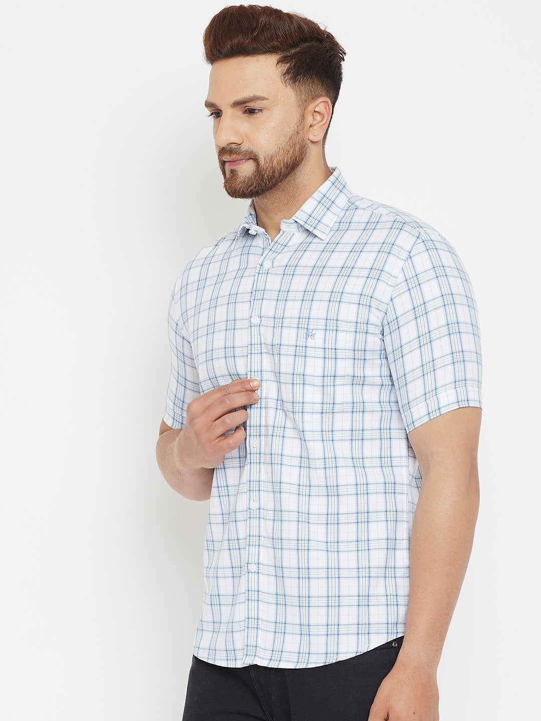 White Checked Shirt - Men Shirts