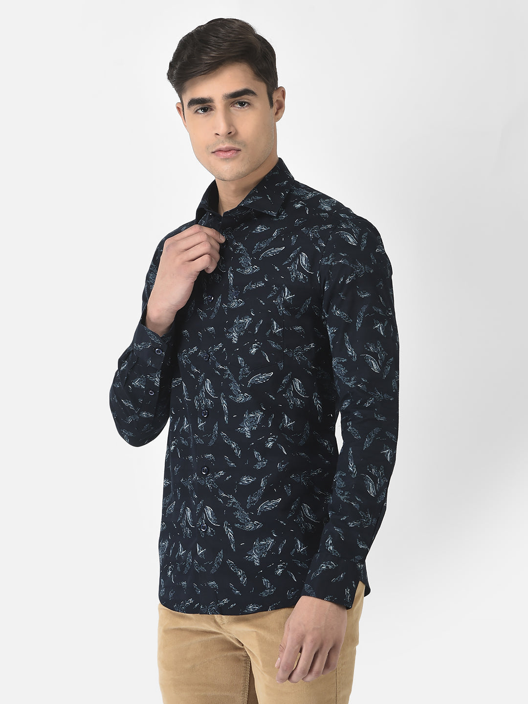  Navy Blue Shirt in Floral Print 