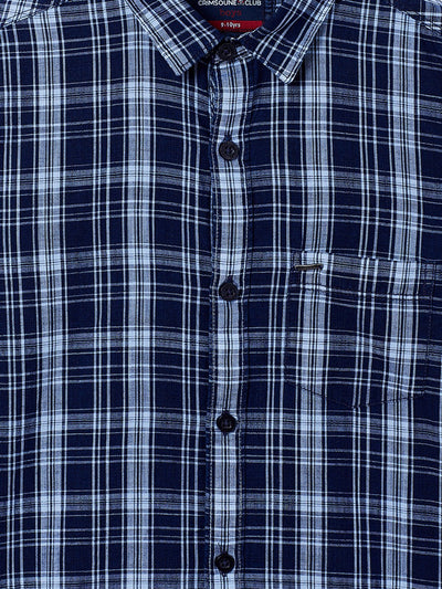 Navy Blue Checked Casual Shirt - Boys Shirts