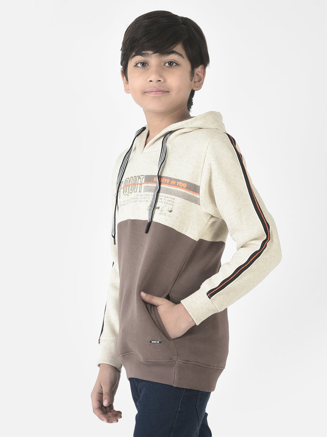  Dusty Brown Colour-Blocked Hoodie