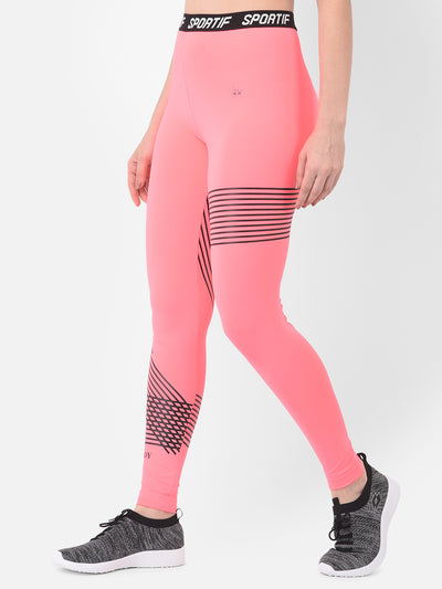 Pink Printed High Waisted Track Pants - Women Track Pants
