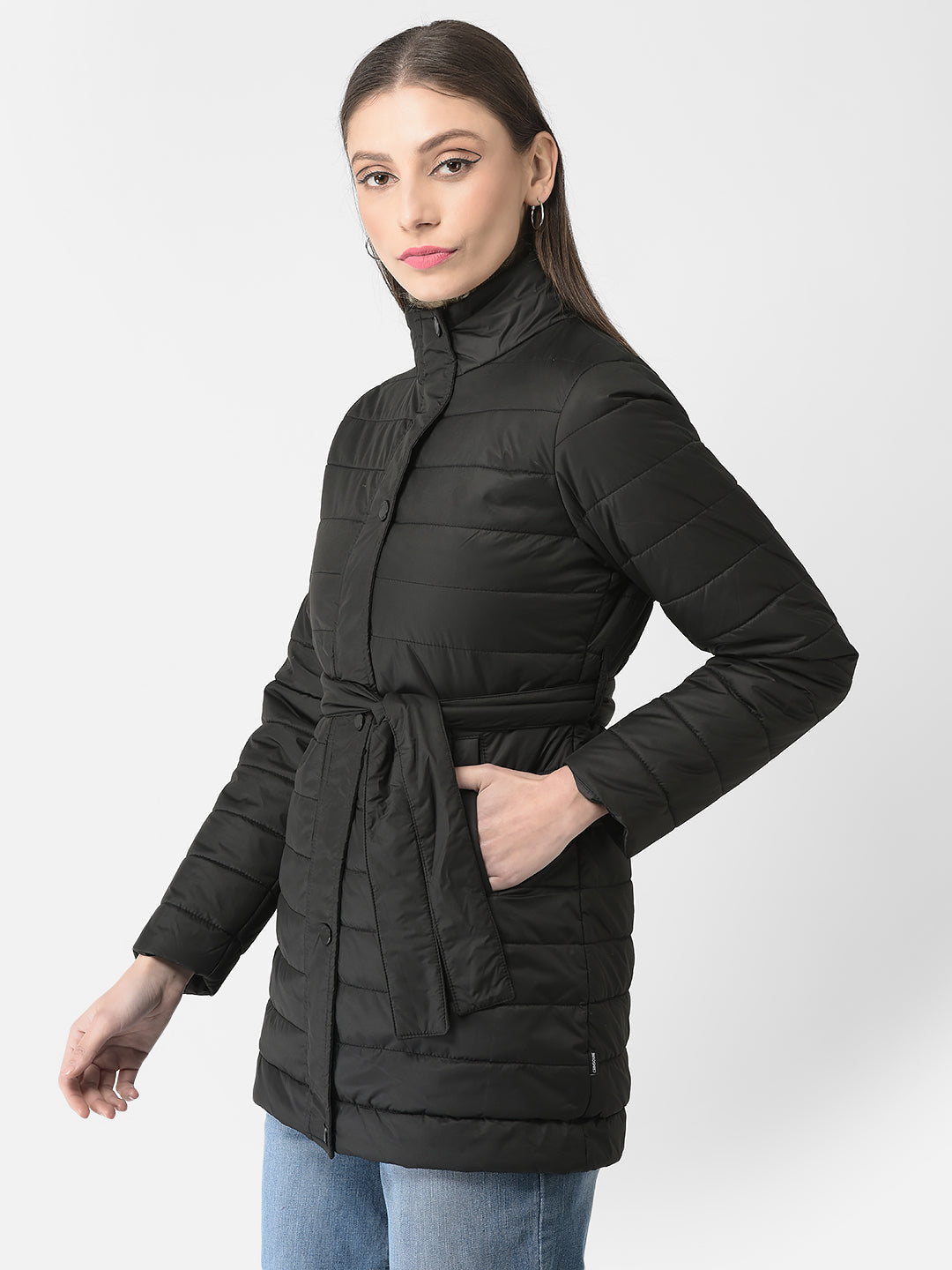  Brown Longline Tie-Up Jacket 