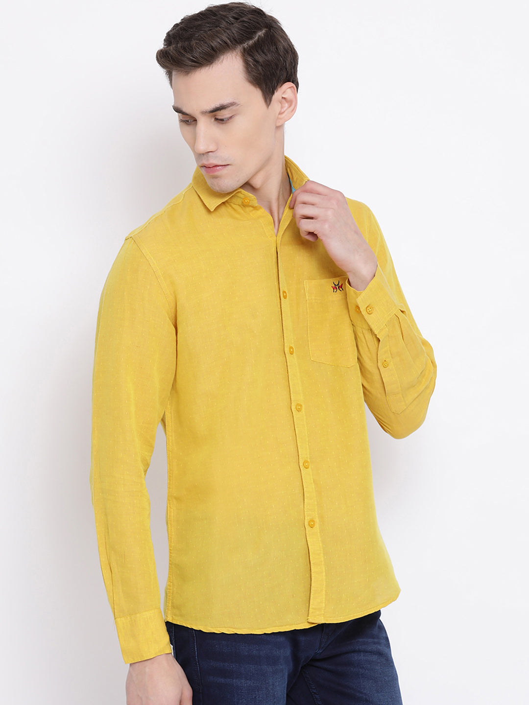 Yellow Printed Shirt - Men Shirts