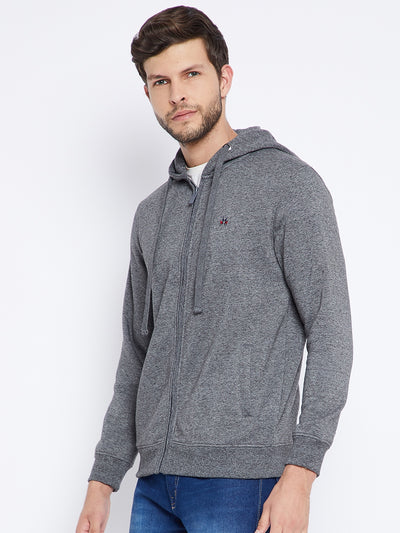 Grey Hooded Sweatshirt - Men Sweatshirts