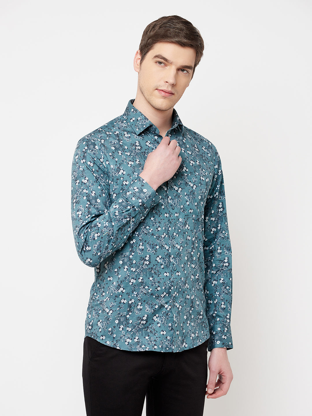 Sea Green Floral Shirt - Men Shirts