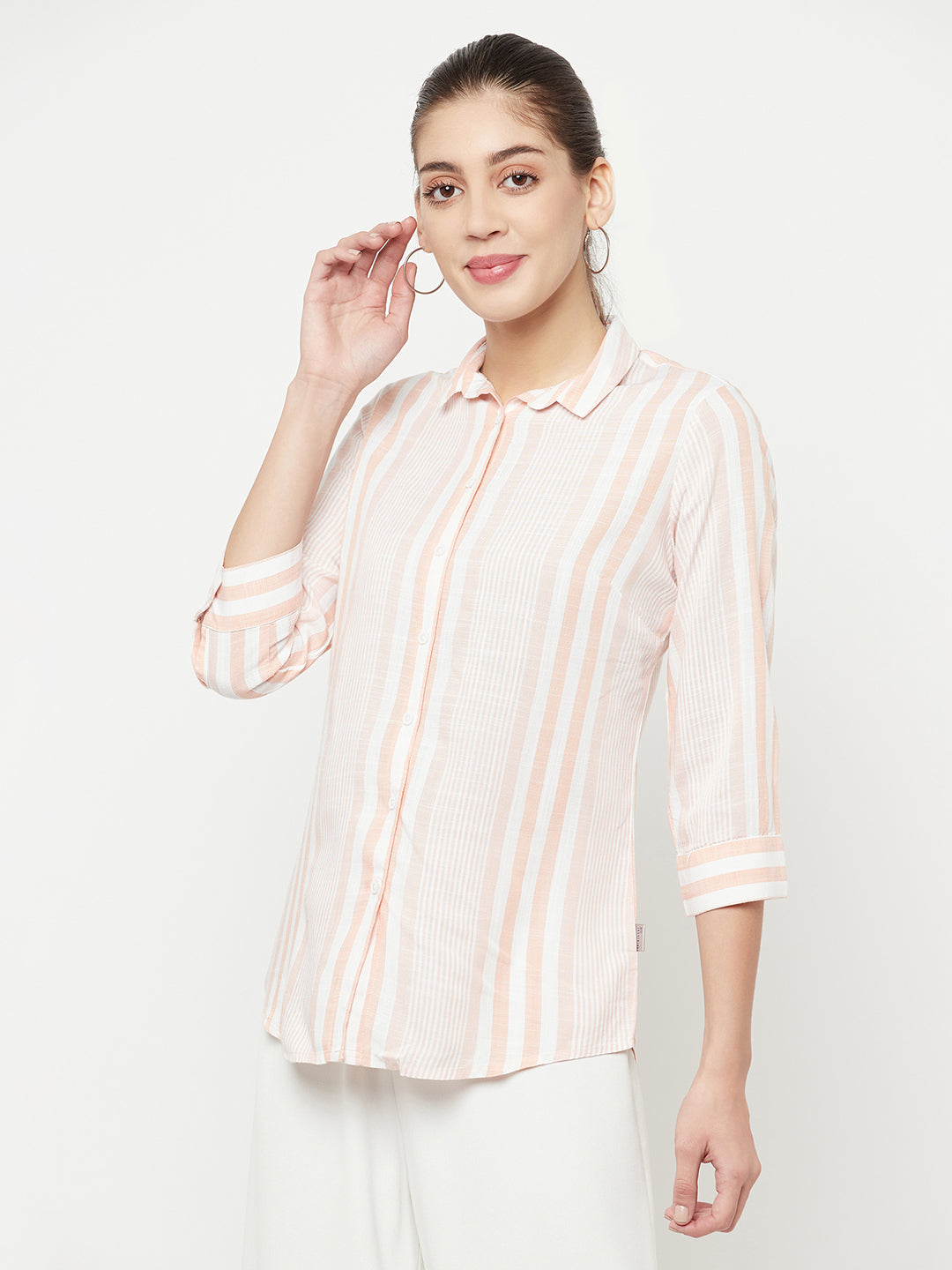 Pink Striped Casual Shirt - Women Shirts