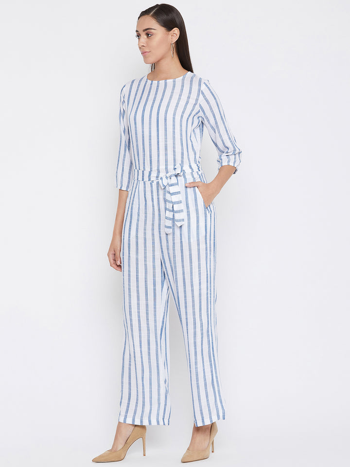 Blue Striped Jumpsuit - Women Jumpsuits