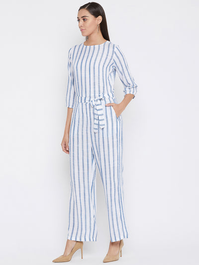 Blue Striped Jumpsuit - Women Jumpsuits