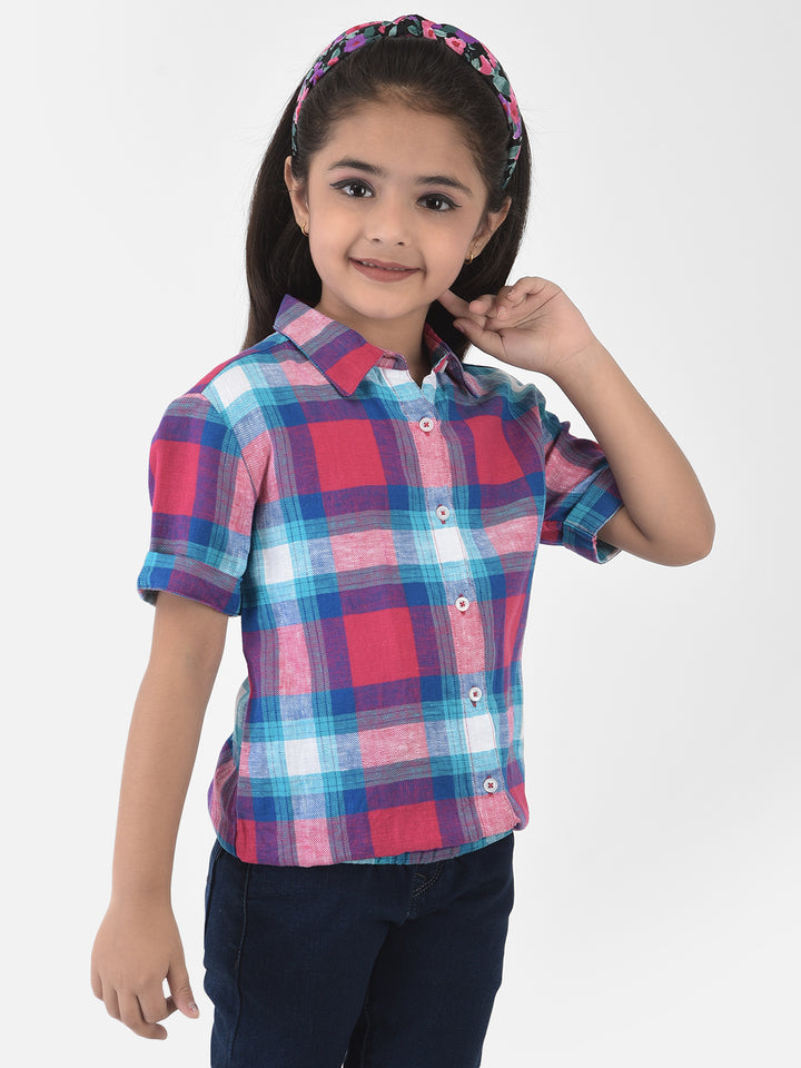 Pink Tartan Checked Shirt - Girls Shirts