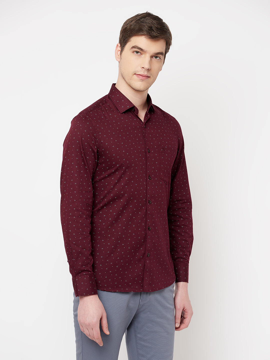 Maroon Printed Casual Shirt - Men Shirts