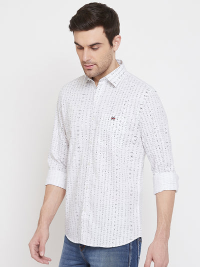 White Printed Slim Fit shirt - Men Shirts