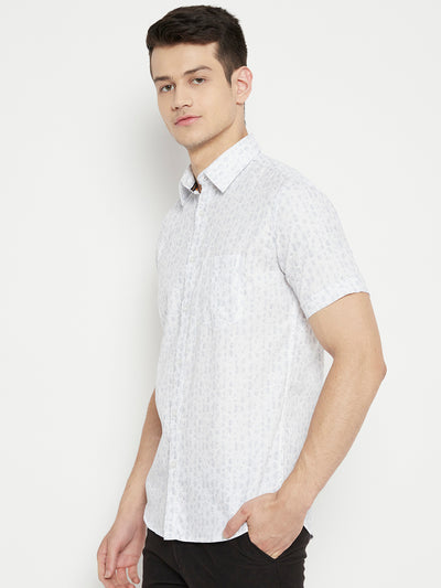 White Printed Slim Fit shirt - Men Shirts