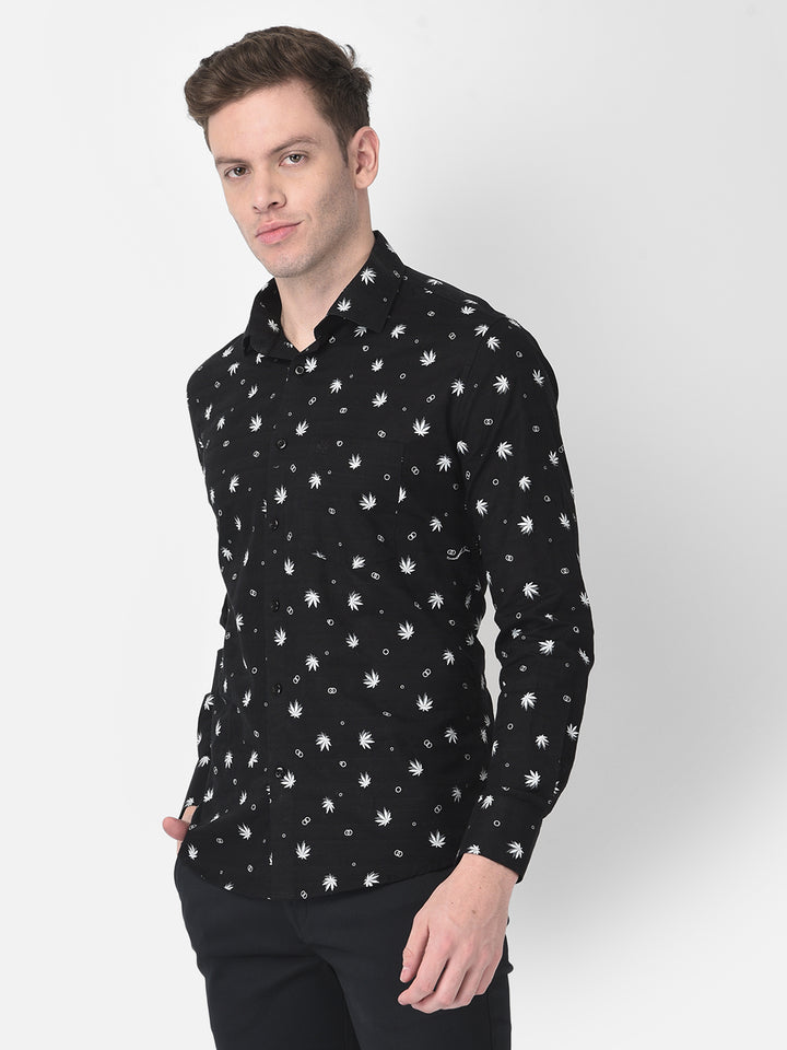 Black Floral Shirt-Men Shirts-Crimsoune Club