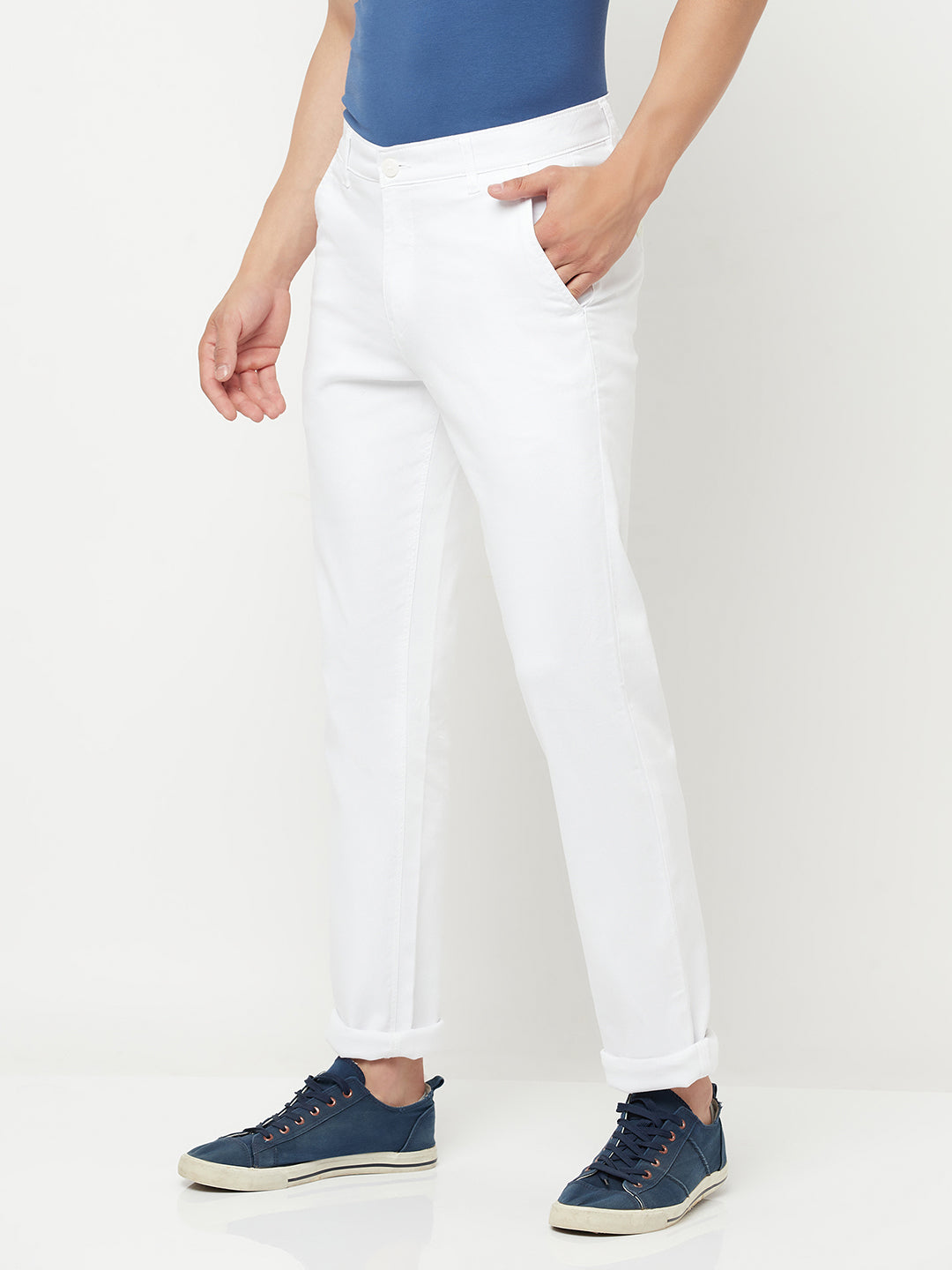 White Casual Trousers - Men Trousers