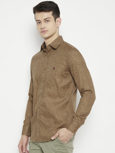 Brown Printed Slim Fit shirt - Men Shirts