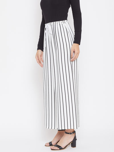 White Striped Trousers - Women Trousers