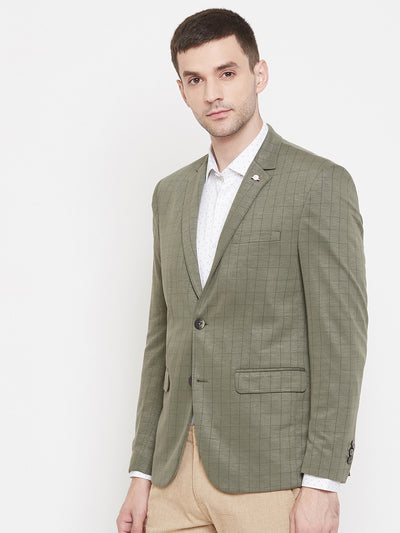 Olive Checked Blazer - Men Blazers