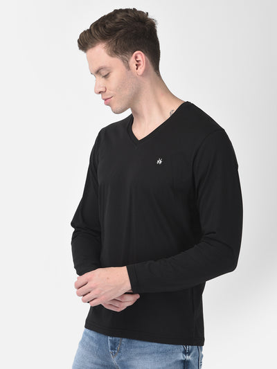Long-Sleeved Black T-Shirt-Men T-Shirts-Crimsoune Club