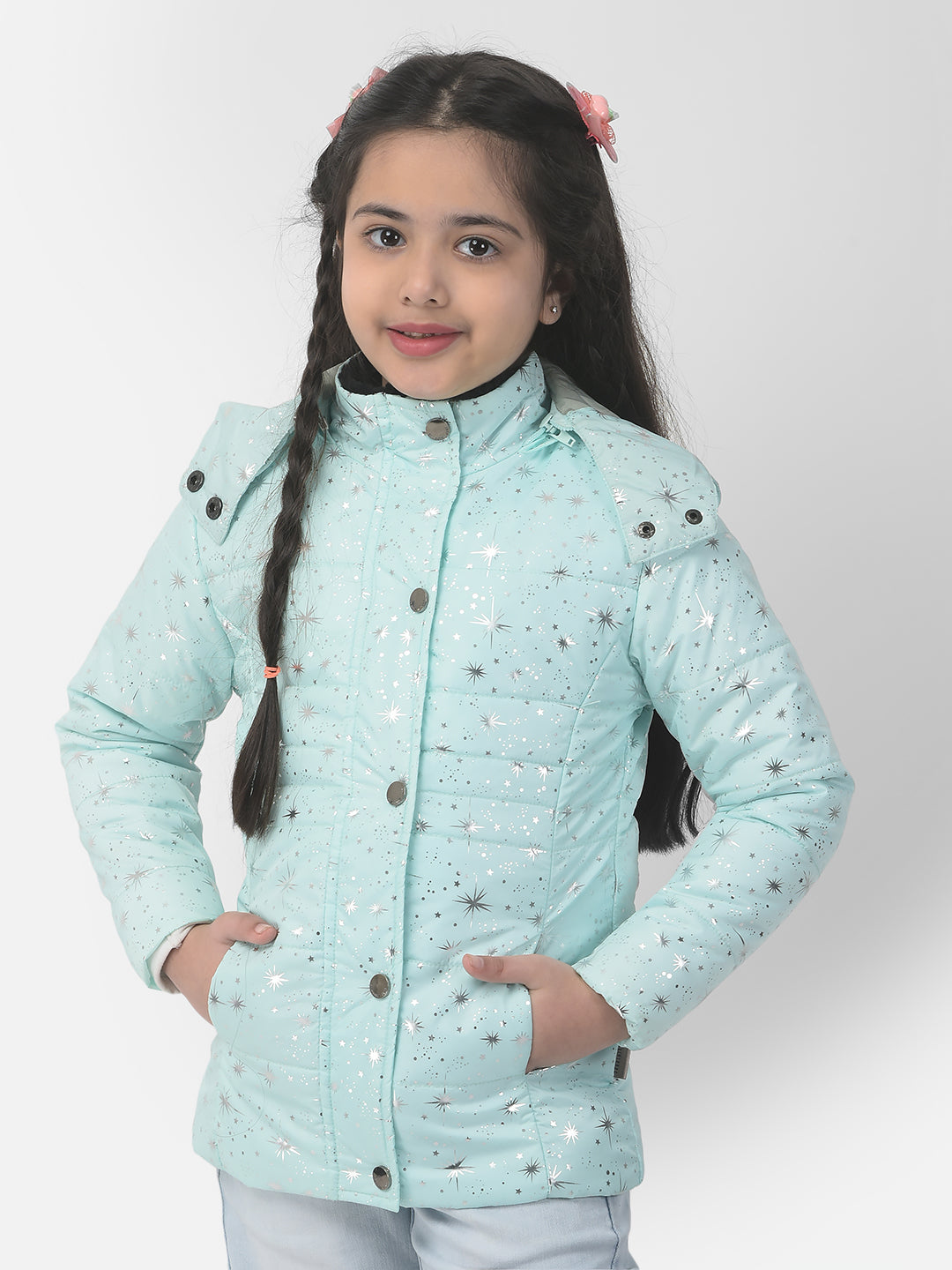  Mint Green Starry Print Jacket