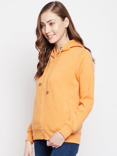 Mustard Hooded Sweatshirt - Women Sweatshirts