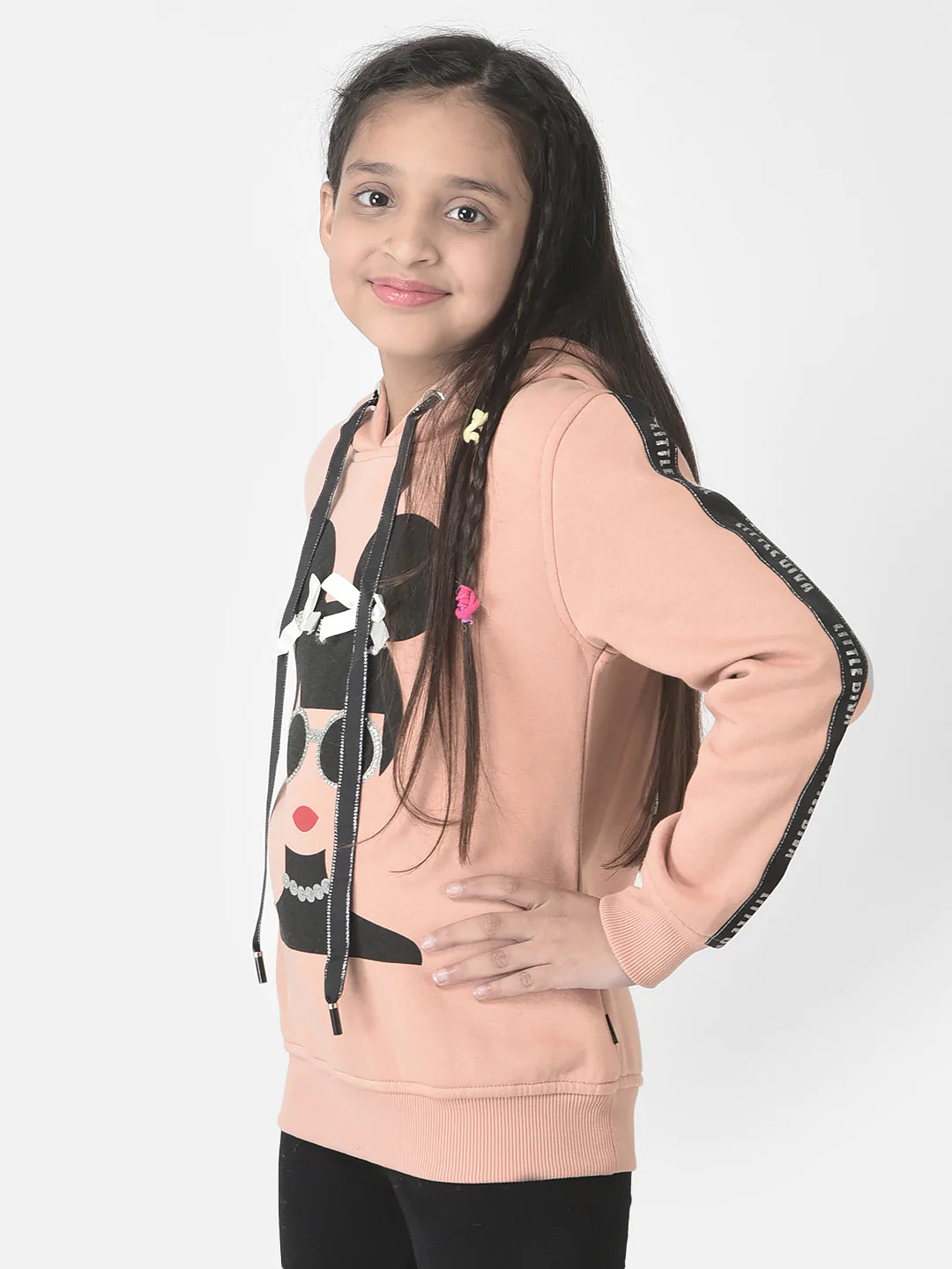  Peach Graphic Face Hooded Sweatshirt