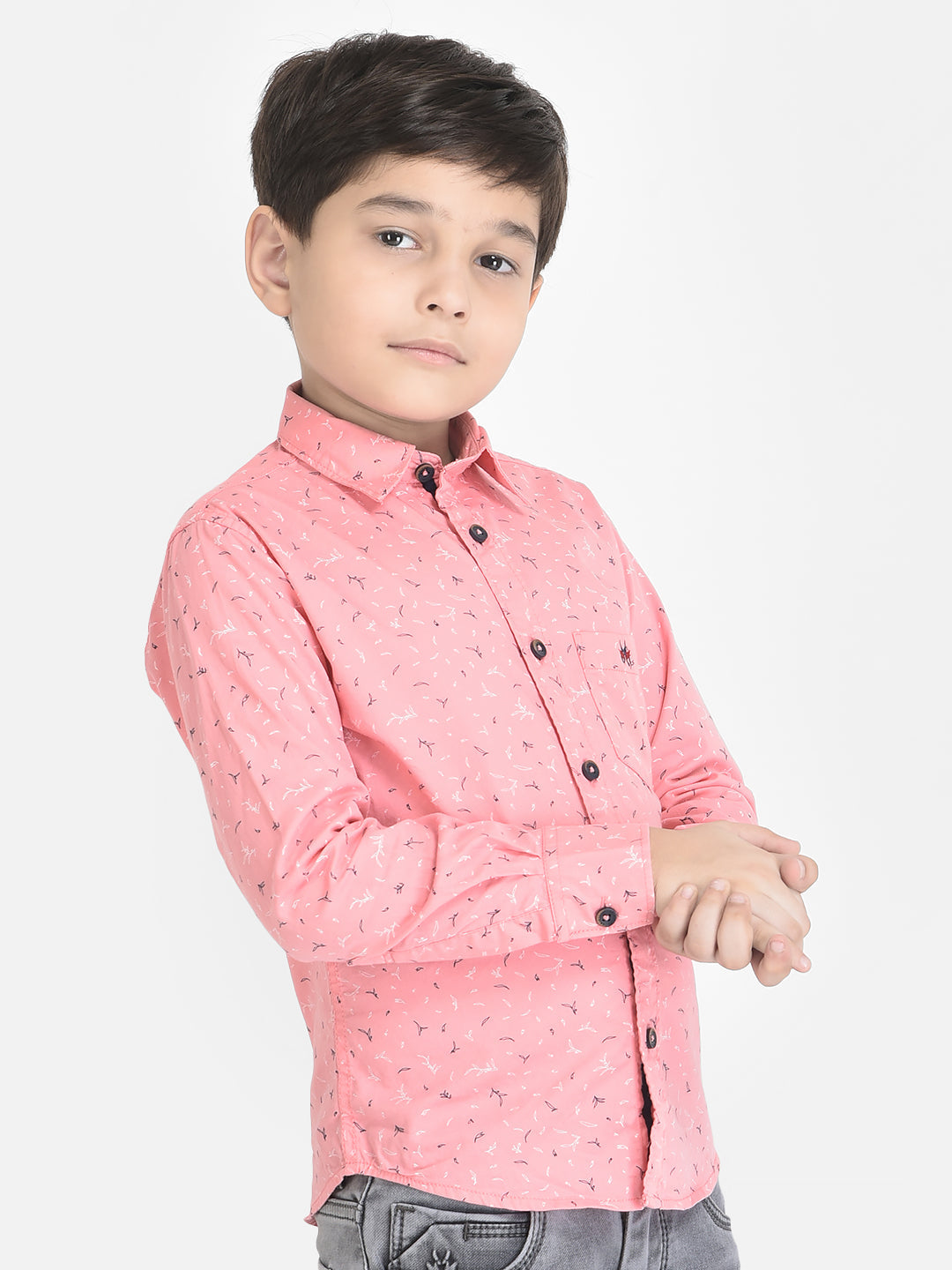  Pink Shirt in Floral Print 
