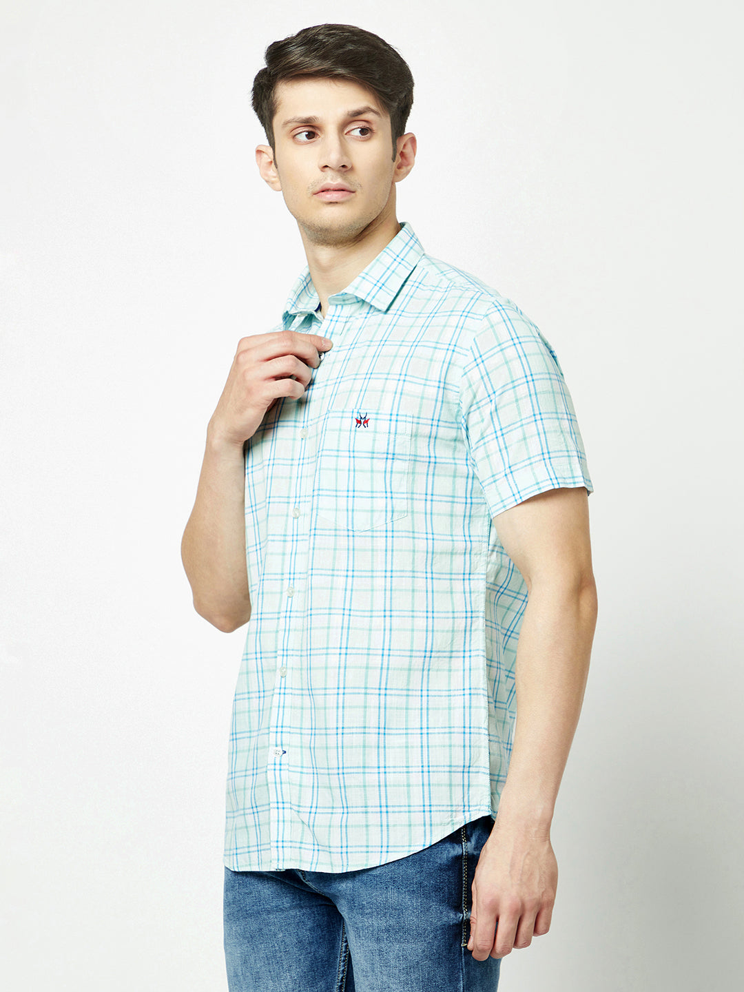  Pale Green Short-Sleeved Flannel