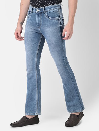 Blue Heavy-Fade Bootcut Jeans-Men Jeans-Crimsoune Club