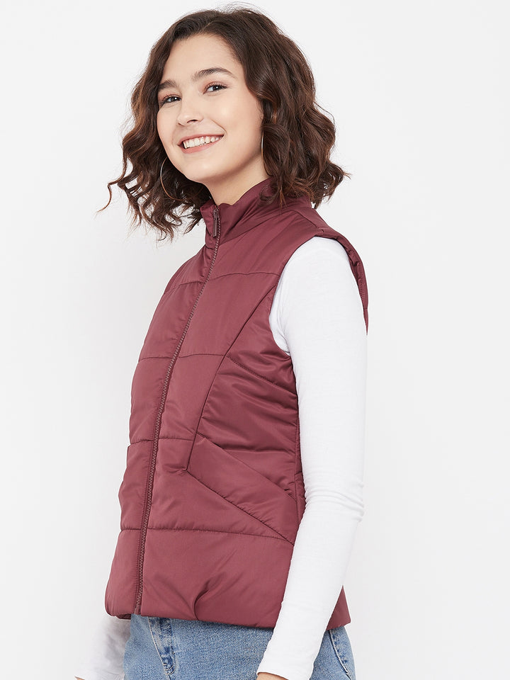 Maroon Padded Jacket - Women Jackets