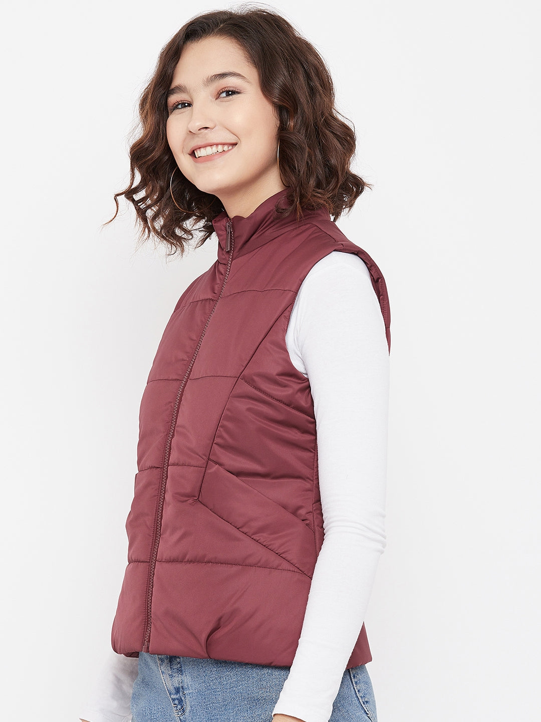 Maroon Padded Jacket - Women Jackets