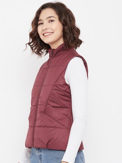 Maroon Padded Jacket - Women Jackets