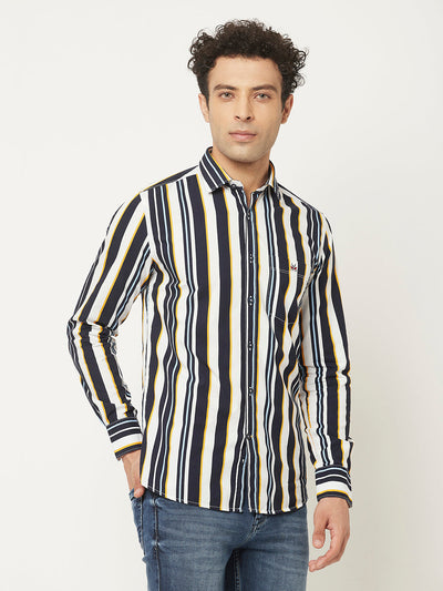   Barcode Striped Shirt with Logo Detailing 
