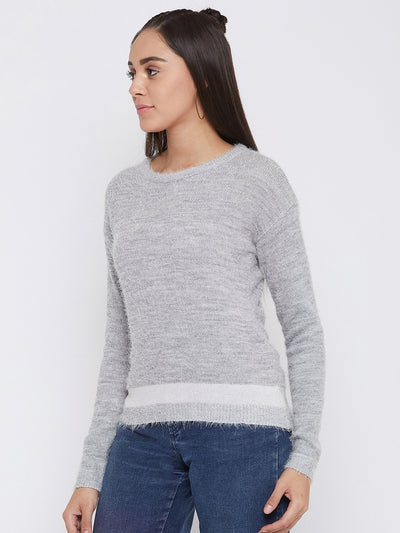 Grey Round Neck Sweater - Women Sweaters