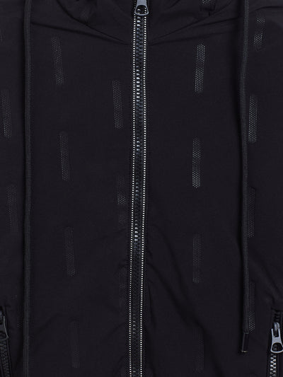 Black Printed Hooded Jacket - Boys Jacket