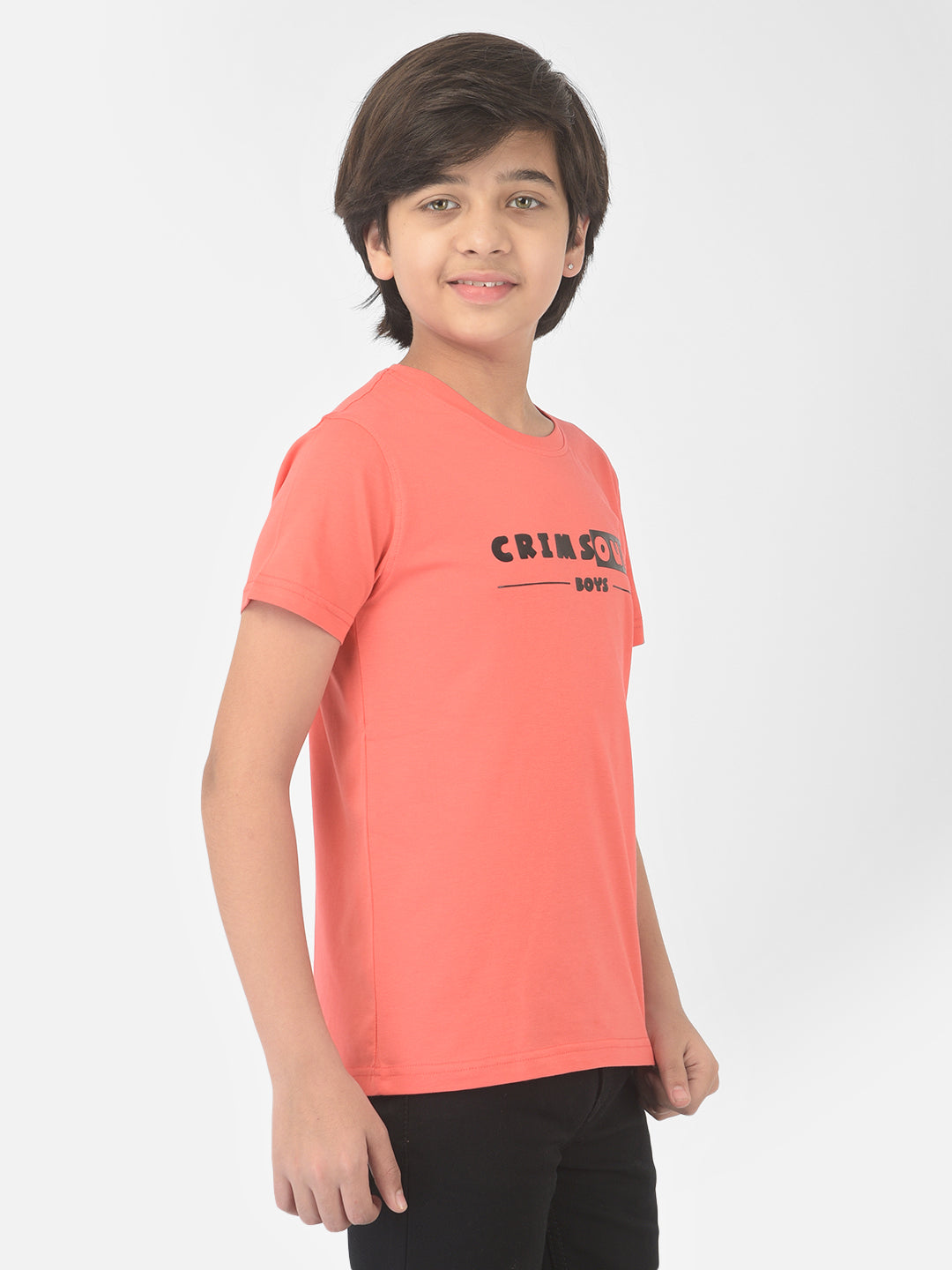 Pink Printed Round Neck T-shirt - Boys T-Shirts