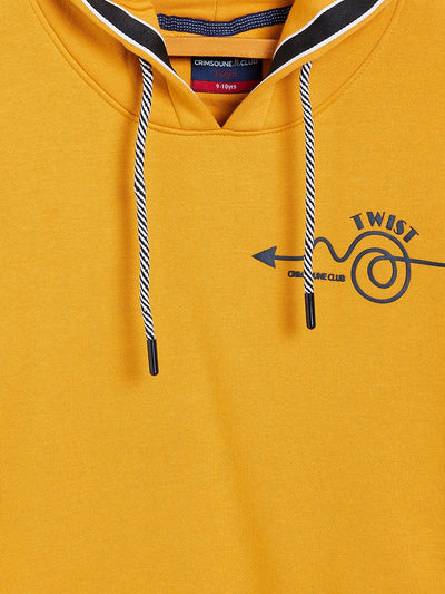 Yellow Printed Hooded Sweatshirt - Boys Sweatshirts