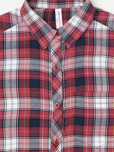Red Checked Casual Shirt - Girls Shirts