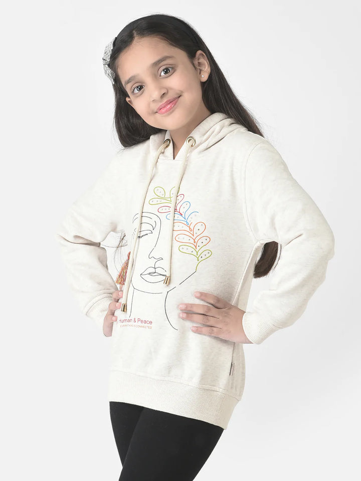  Beige Graphic Face Hoodie