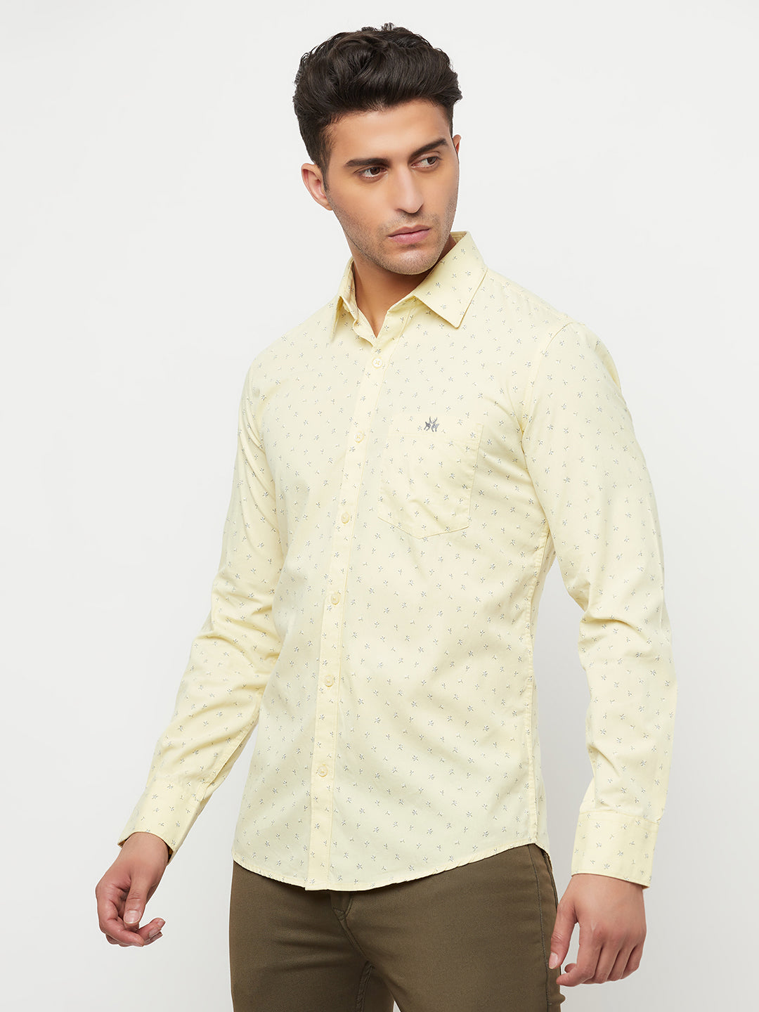 Yellow Floral Printed Shirt - Men Shirts