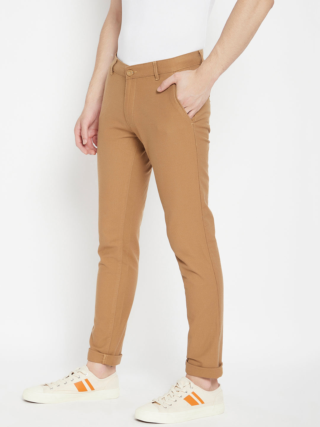 Brown Slim Fit Trousers - Men Trousers