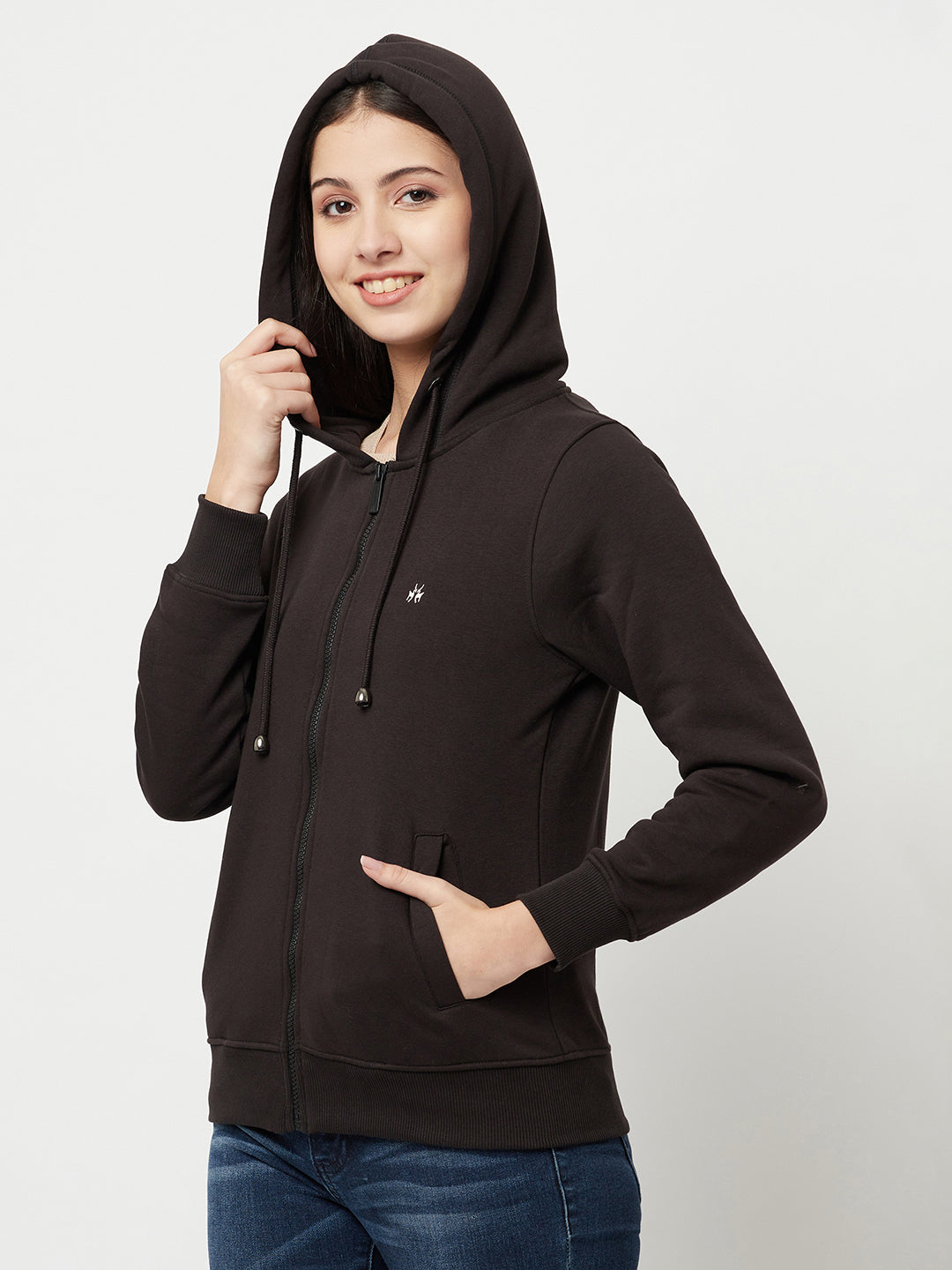 Black Zipper Sweatshirt-Women Sweatshirts-Crimsoune Club