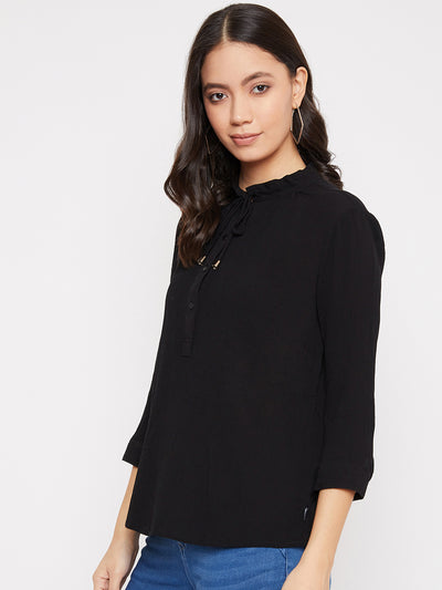 Black Button Up Top - Women Tops