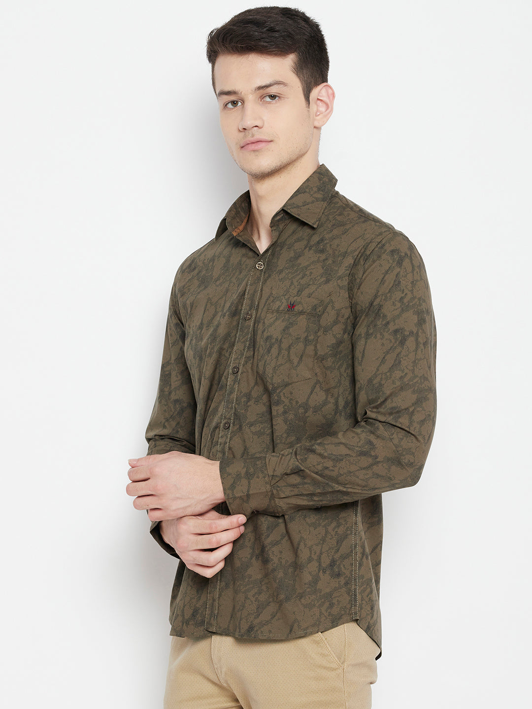 Brown Printed Slim Fit shirt - Men Shirts