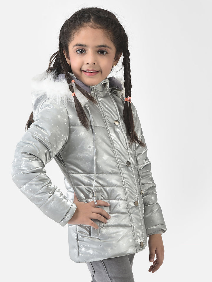  Grey Padded Jacket in Star Print