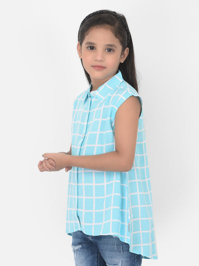 Light Blue Checked Shirt - Girls Shirts