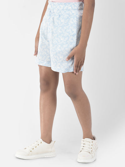   Sky Blue Floral Shorts