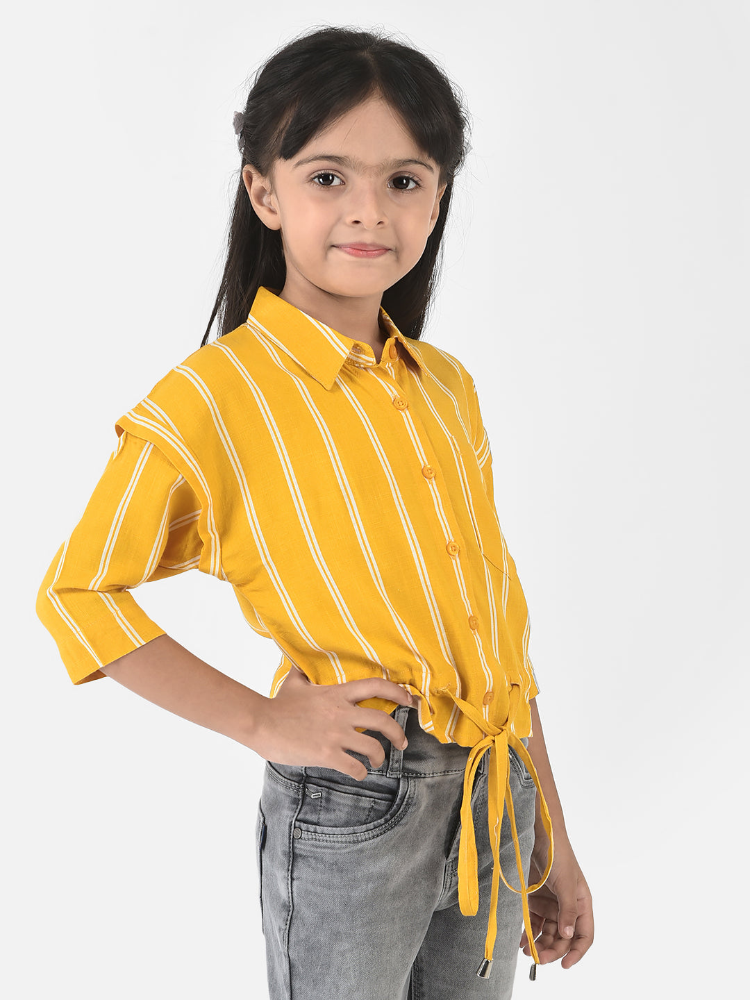 Mustard Shirt with Tie-Up Detail