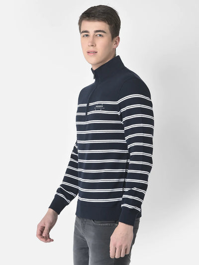  Navy Blue Pin-Striped Sweatshirt 