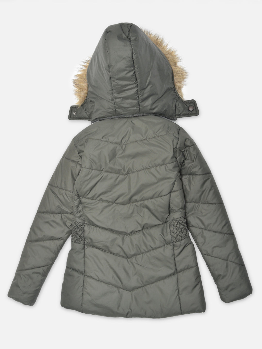 Olive Detachable Hood Jacket - Girls Jackets